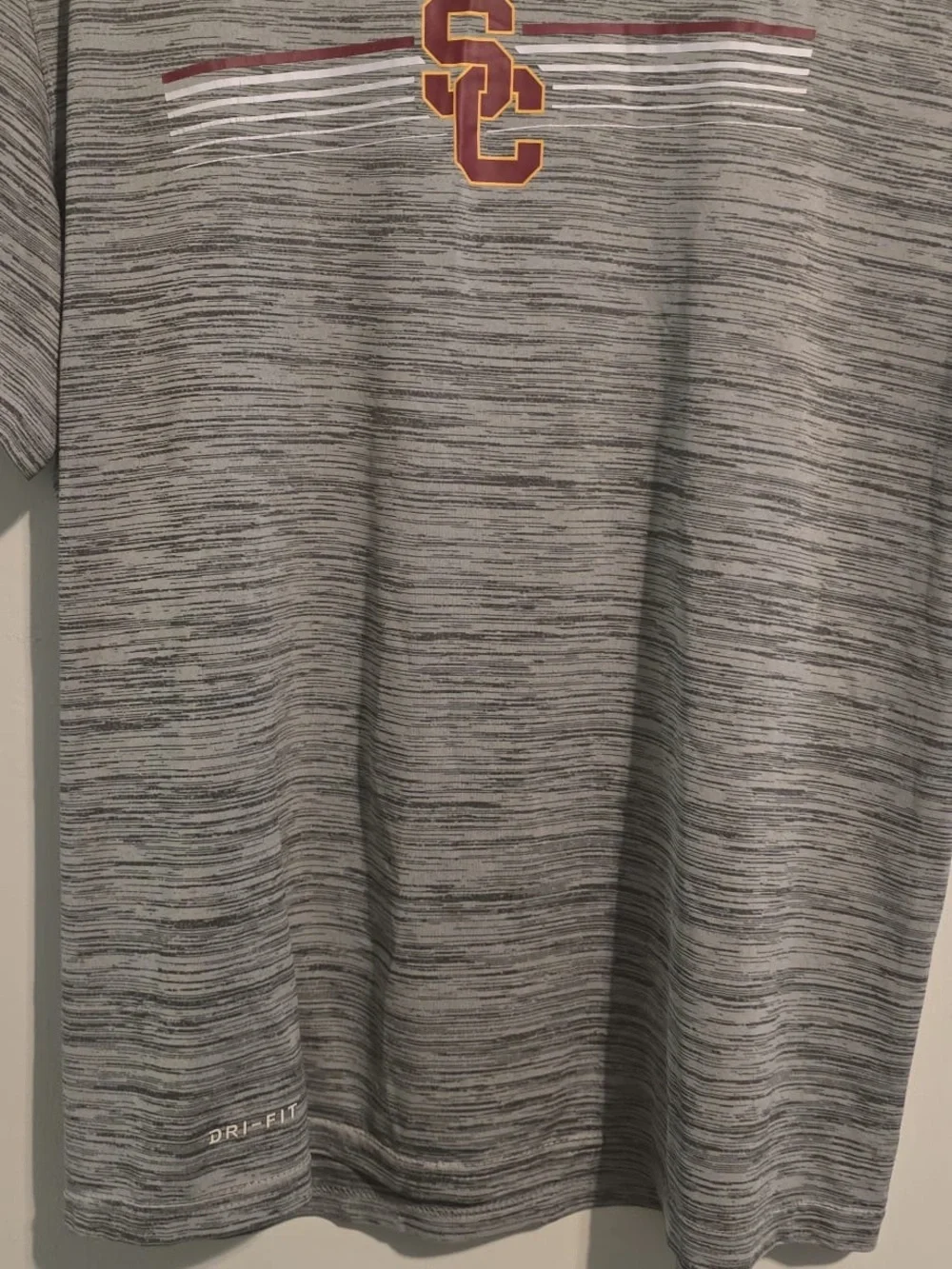 Nike Gray USC Heathered Dri-FIT Tee with Cardinal Logo